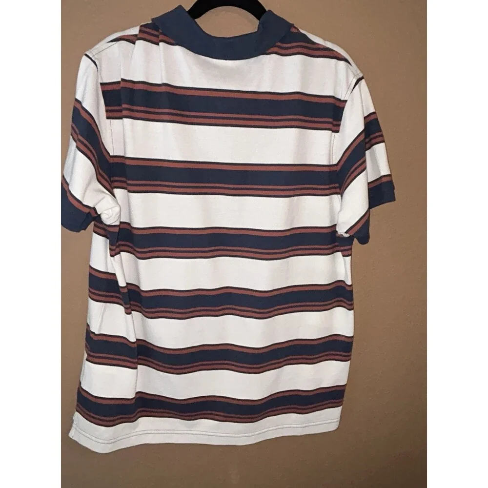 Vintage Levis Polo Shirt Mens Large Burgundy Striped JeansWear Western Retro